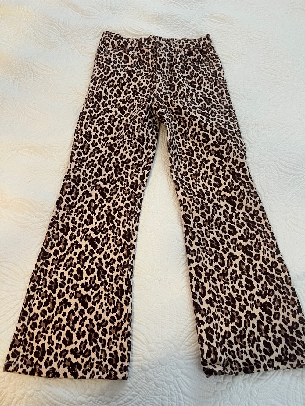 Tahari Girls Leopard Print Flared Jeans - Brown & Black
